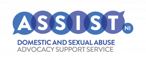 assist ni domestic and sexual abuse advocacy support service logo in blue and white