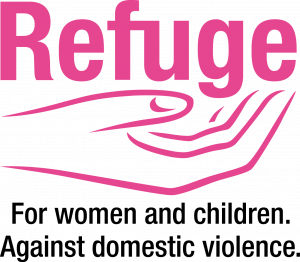 Refuge for women and children. Against domestic abuse logo in pink